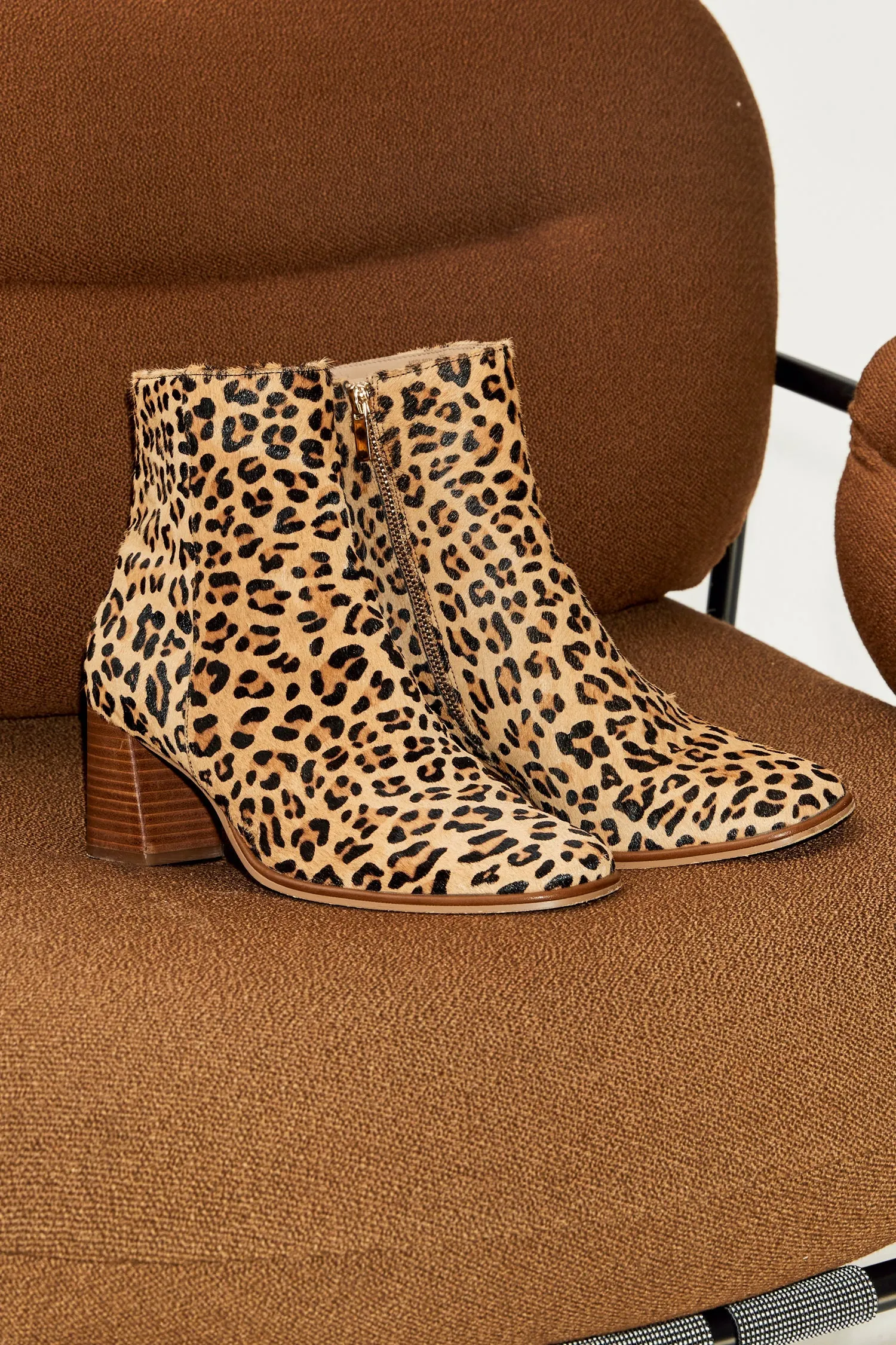 Leather Leopard Short Boot