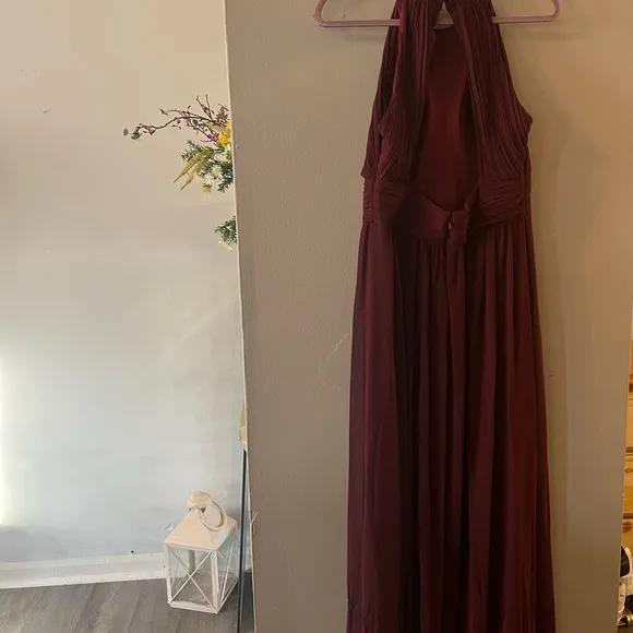 Levkoff bridesmaid dressHalterChiffon A-line Gown wine Burgundy 12Fb