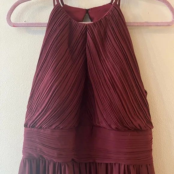Levkoff bridesmaid dressHalterChiffon A-line Gown wine Burgundy 12Fb