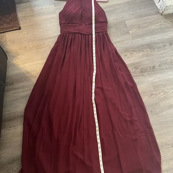 Levkoff bridesmaid dressHalterChiffon A-line Gown wine Burgundy 12Fb
