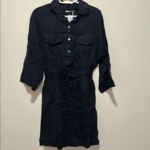 Linen dark navy Women's Dress