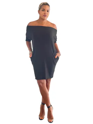 Lisa -Zen Dress w/pockets - Black - TN-51