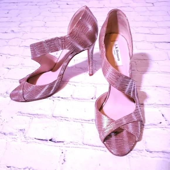Lk Bennet Cut out Peeptoe Heel Metallic D'orsay