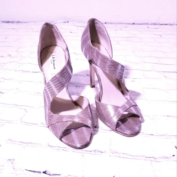 Lk Bennet Cut out Peeptoe Heel Metallic D'orsay