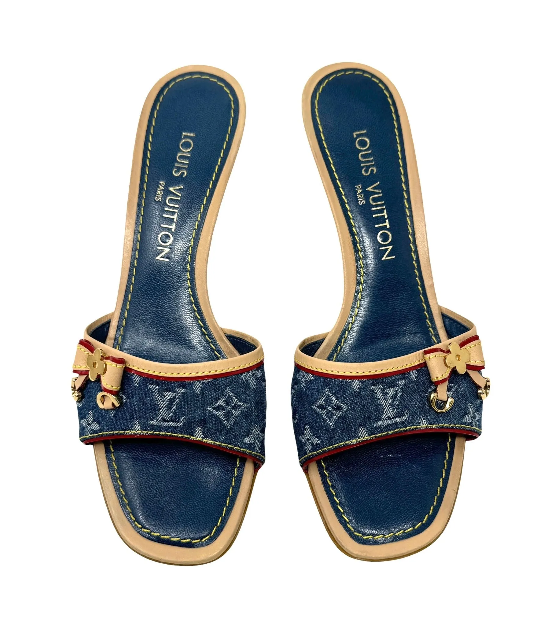 Louis Vuitton Blue Denim Kitten Heels