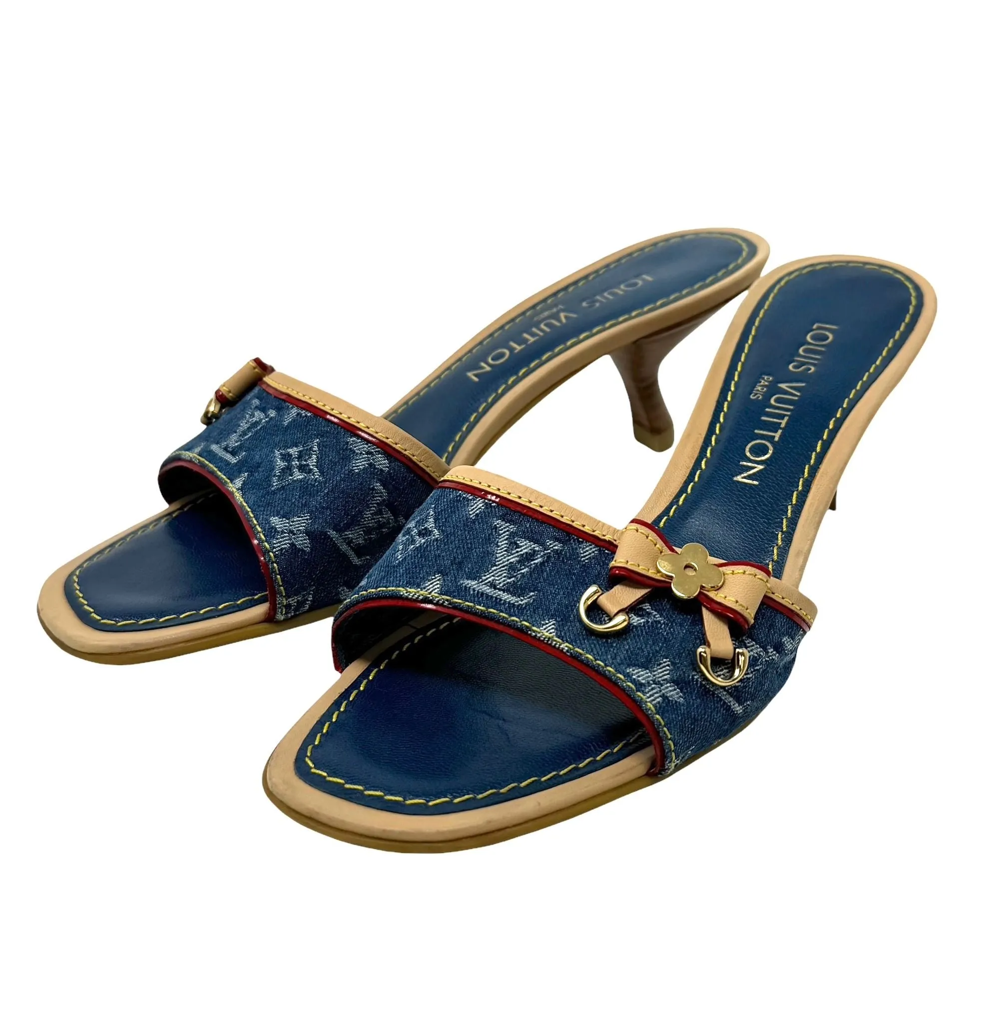 Louis Vuitton Blue Denim Kitten Heels