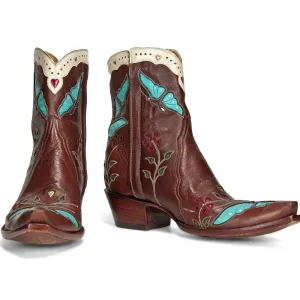 Madam Butterfly Ankle Zipper Brown/Turquoise