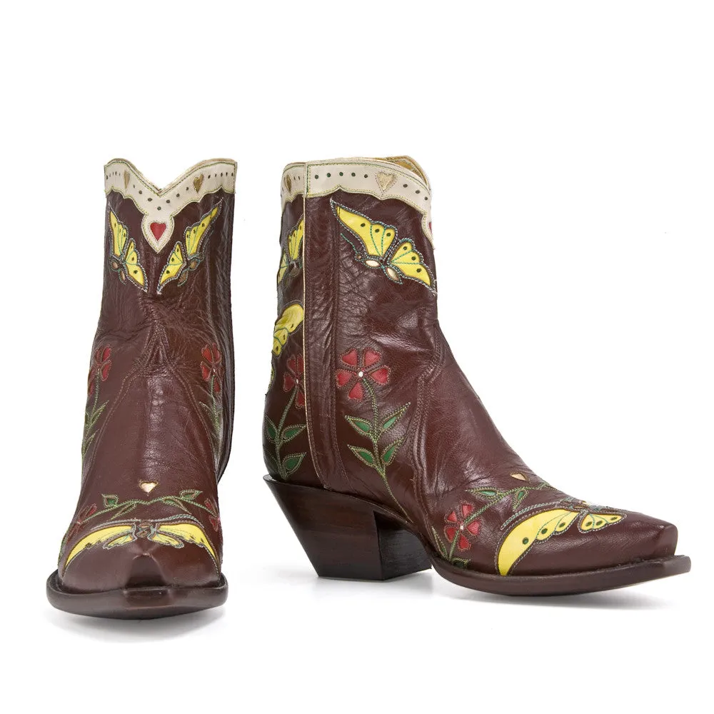 Madam Butterfly Ankle Zipper Brown/Turquoise