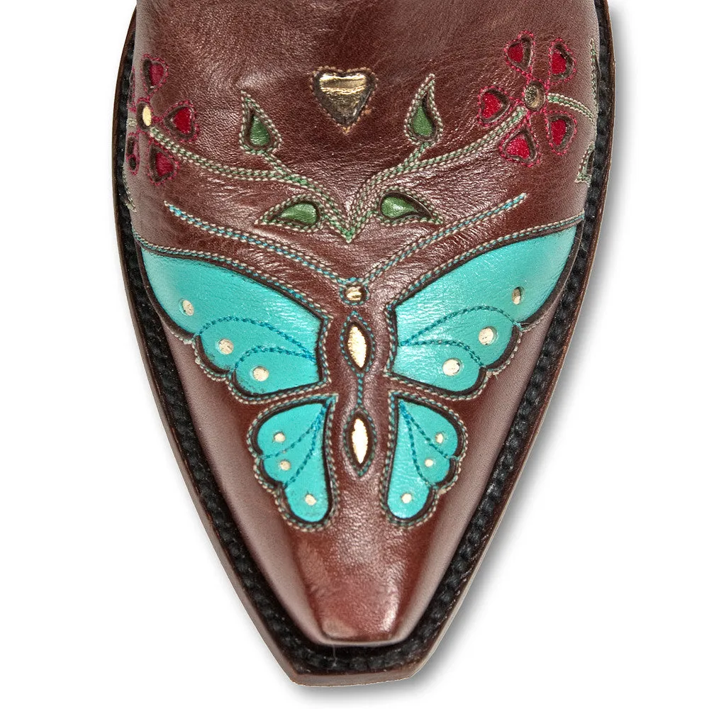 Madam Butterfly Ankle Zipper Brown/Turquoise