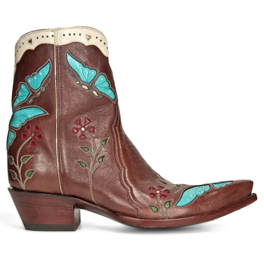 Madam Butterfly Ankle Zipper Brown/Turquoise