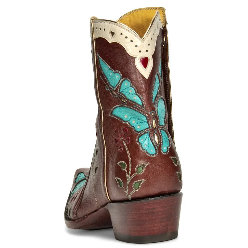 Madam Butterfly Ankle Zipper Brown/Turquoise