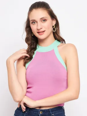Madame Pink Halter Neck Fitted Top