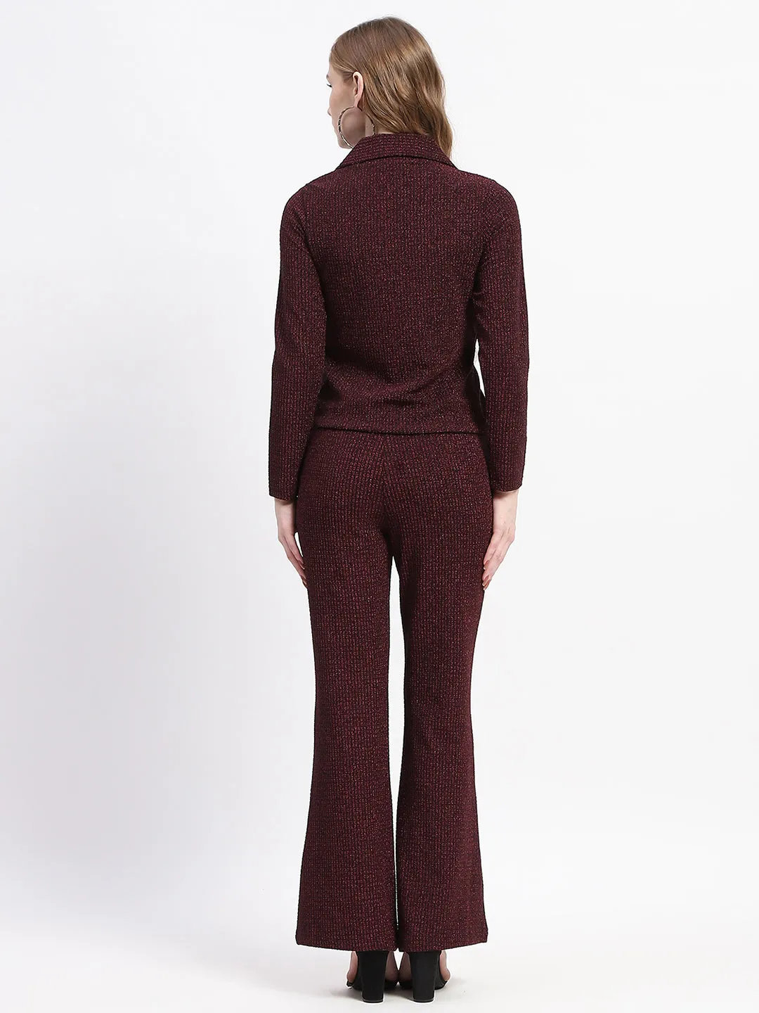 Madame Plum Twist Front Top and Wide-Leg Pants Co-ord Set