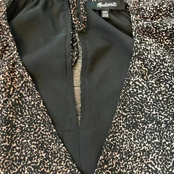 MADEWELL Crinkle Georgette V-Neck Babydoll Mini Dress LEOPARD PRINT SIZE XXS