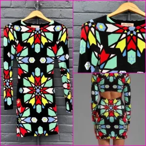 Mara Hoffman Geometric Compass backless long sleeve dress Small