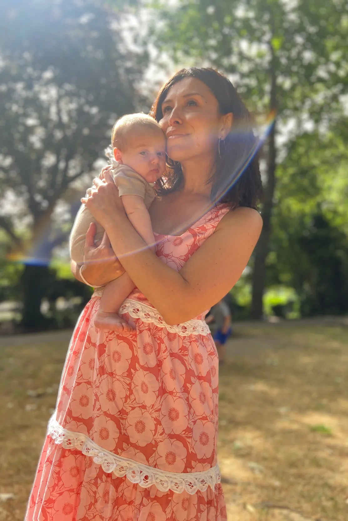 Maternity & nursing summer dress in pink floral