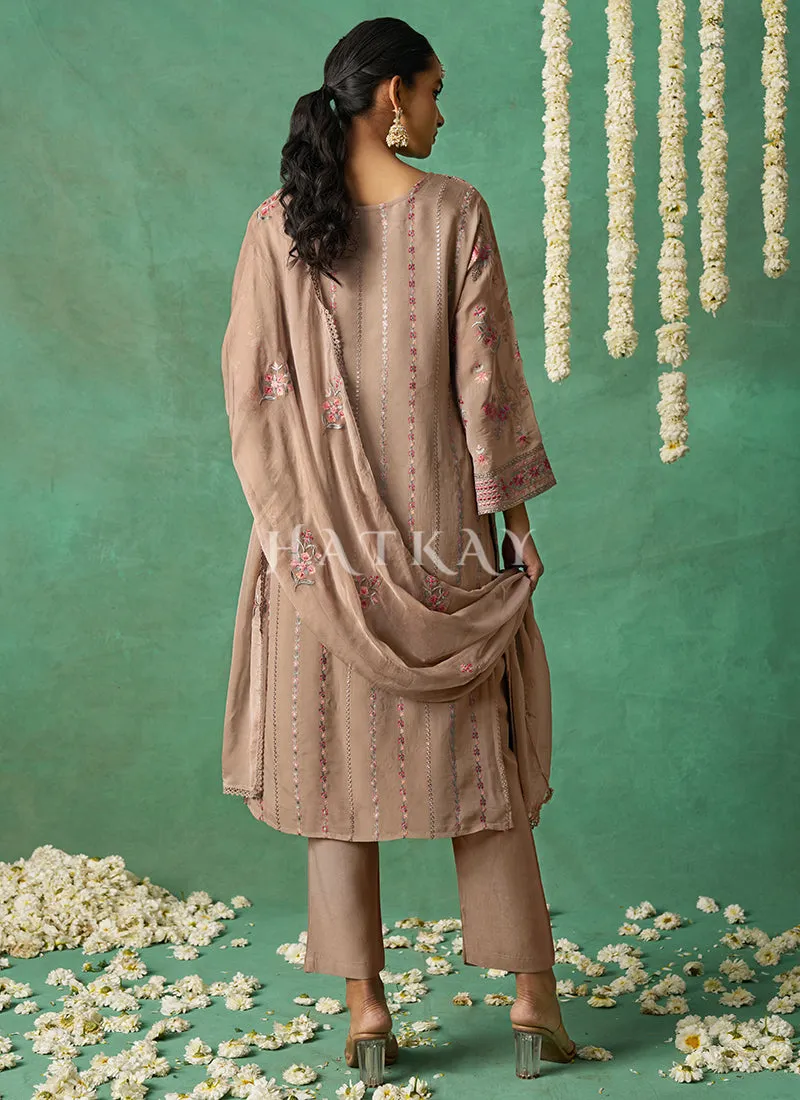 Mauve Multi Embroidery Pakistani Pant Style Suit