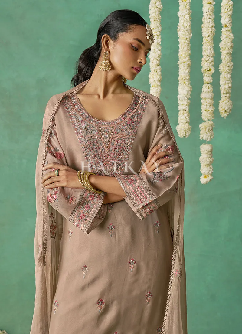 Mauve Multi Embroidery Pakistani Pant Style Suit