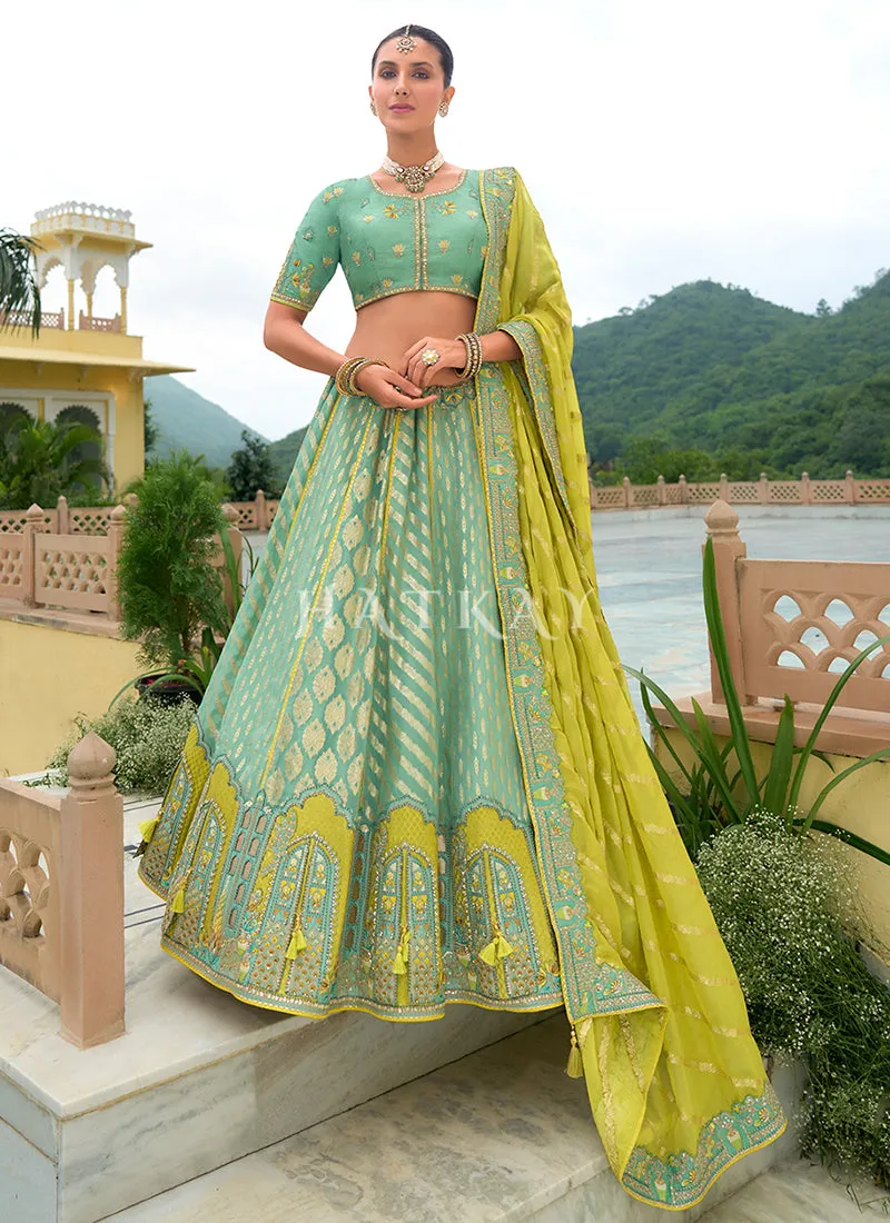 Mint Green Traditional Embroidery Bridal Lehenga Choli