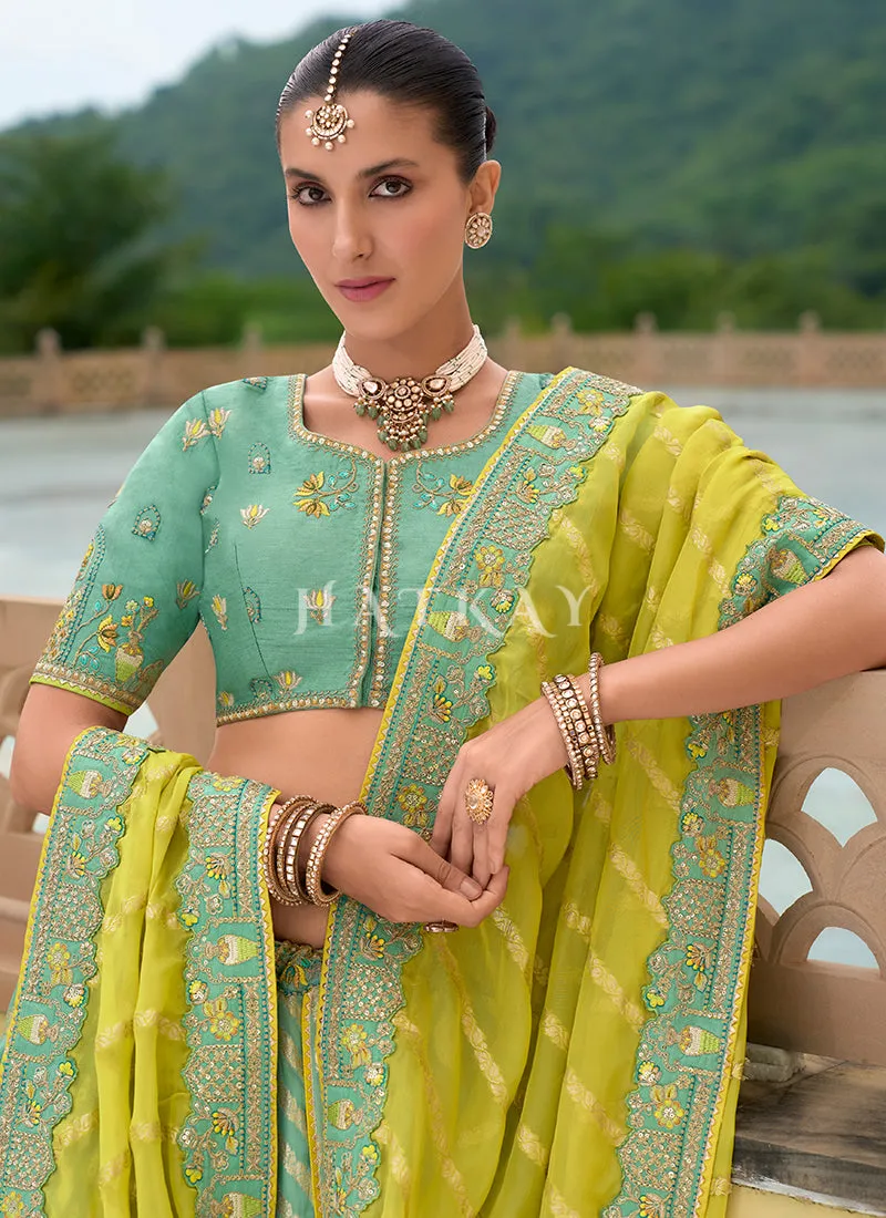 Mint Green Traditional Embroidery Bridal Lehenga Choli