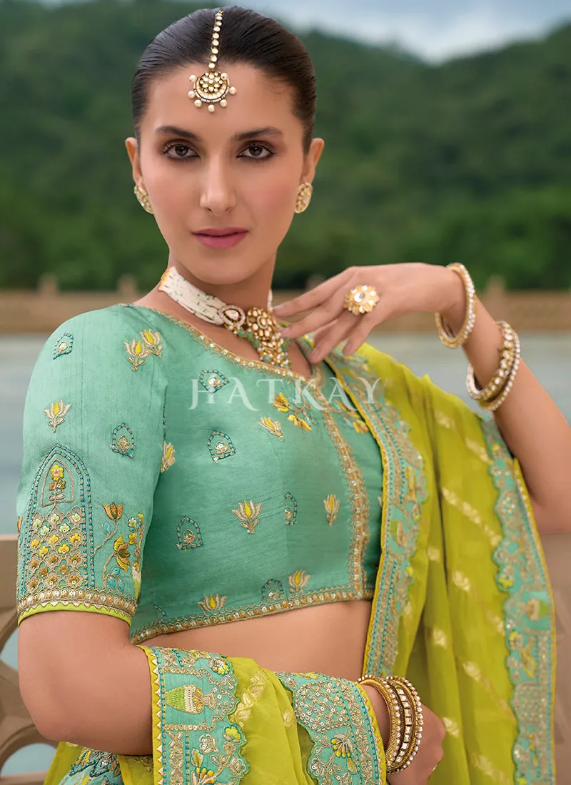 Mint Green Traditional Embroidery Bridal Lehenga Choli