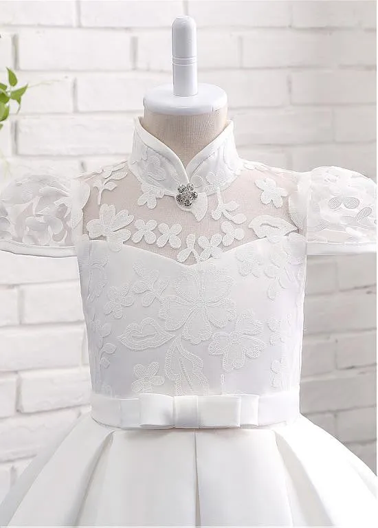 Modest Lace Flower Girl Dresses With Bowknot