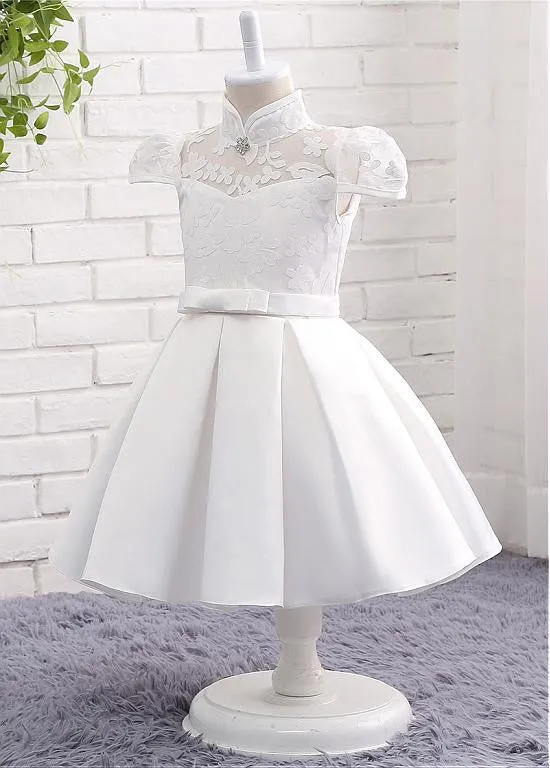 Modest Lace Flower Girl Dresses With Bowknot