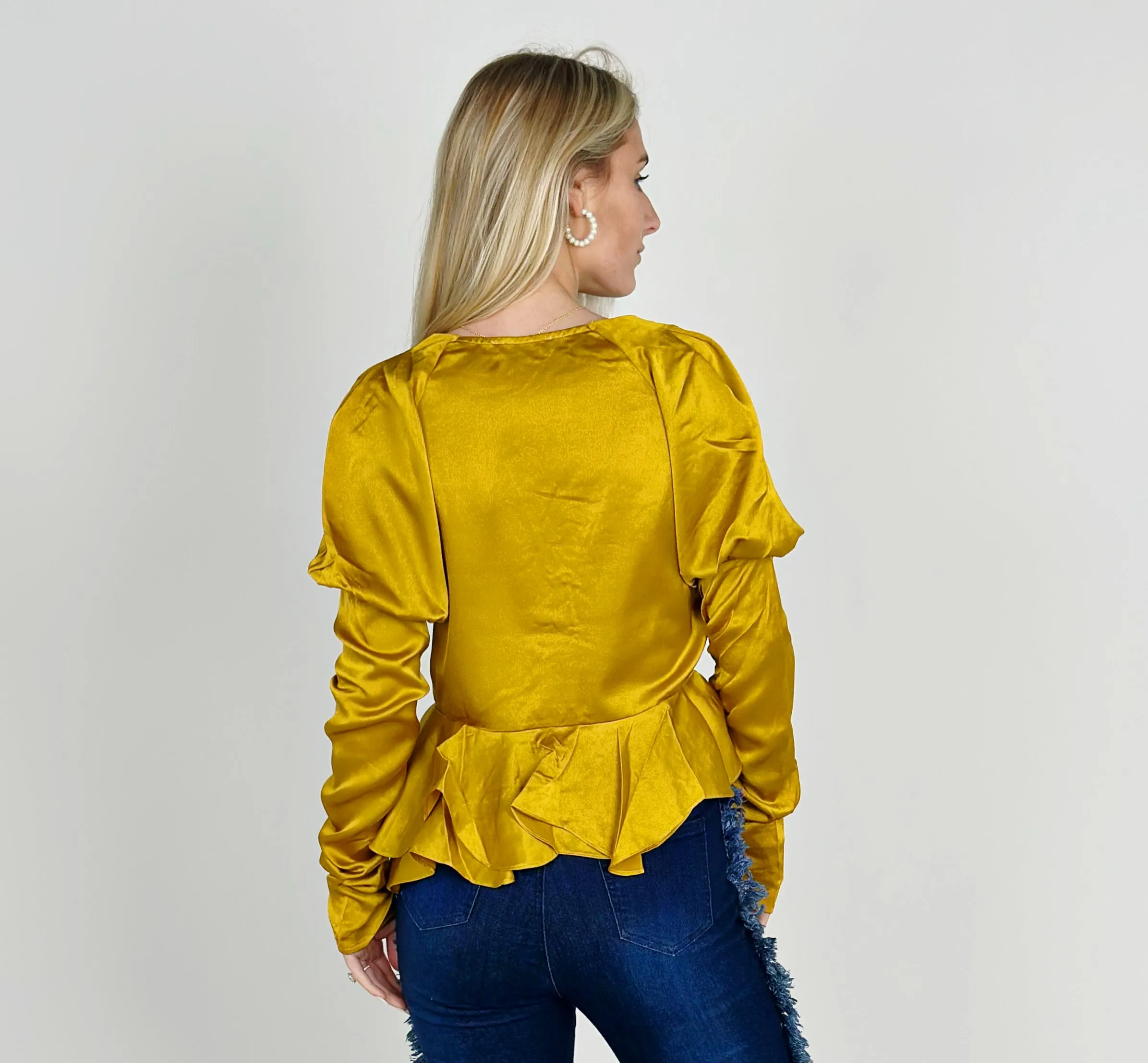 Mustard Satin Top