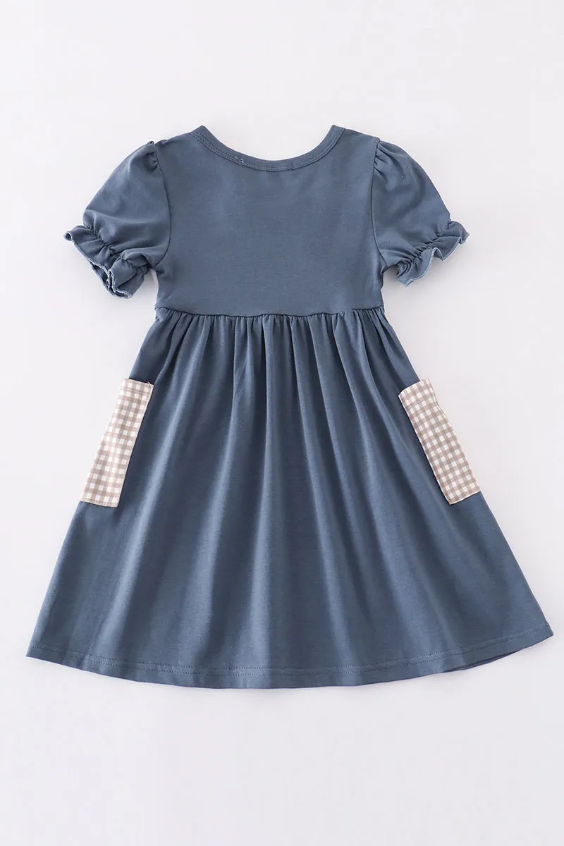 Navy Hunting Embroidery Dress