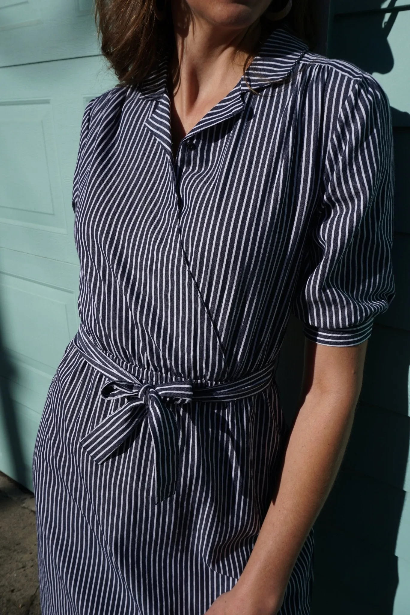 Navy Pinstripes Dress