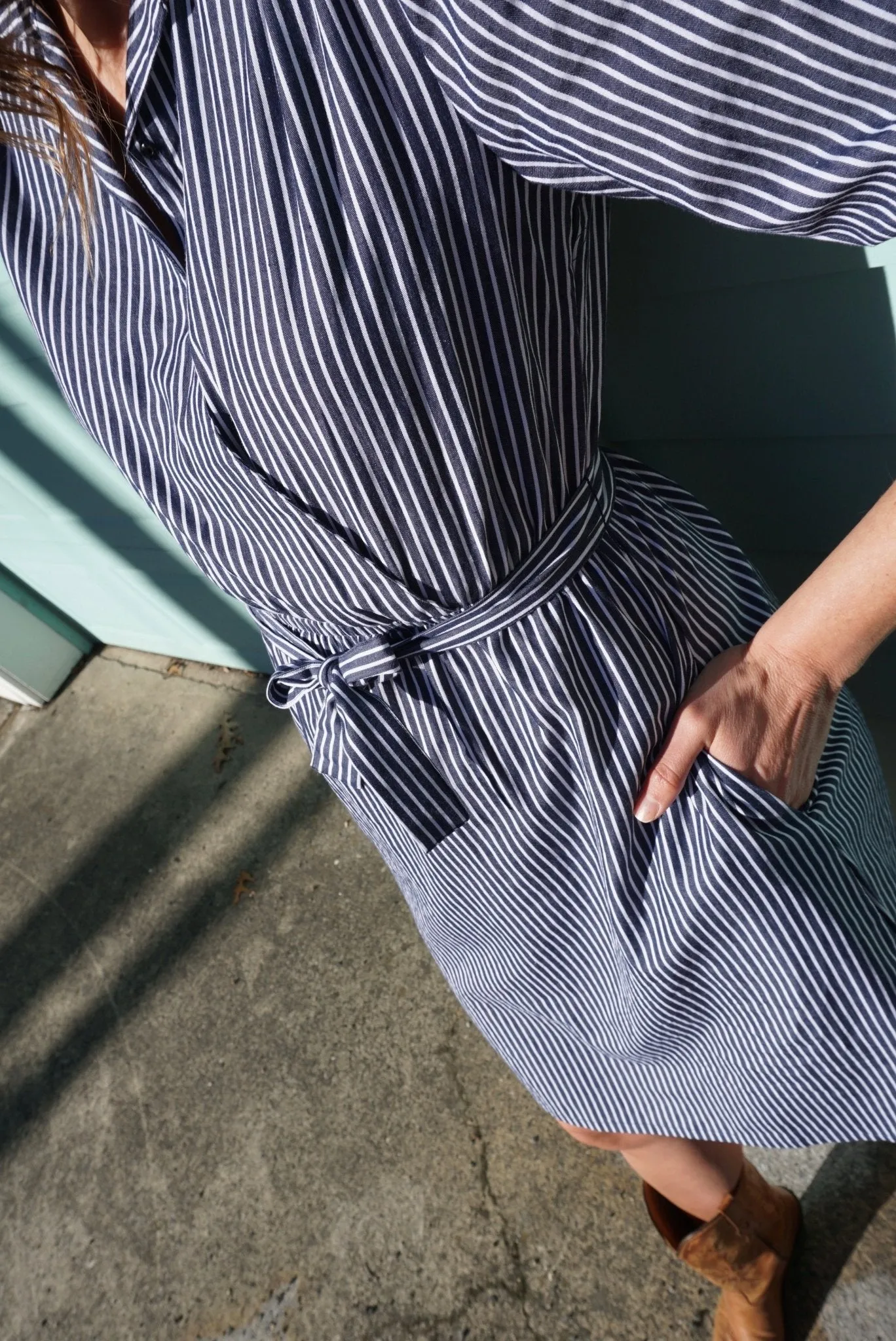 Navy Pinstripes Dress