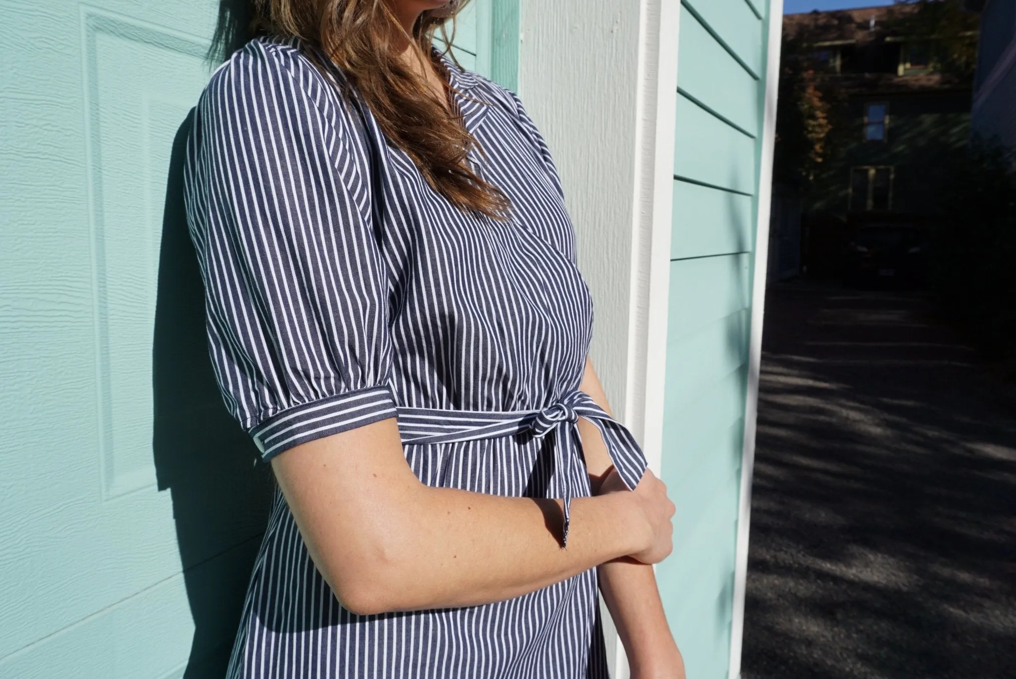 Navy Pinstripes Dress