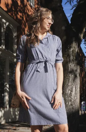 Navy Pinstripes Dress