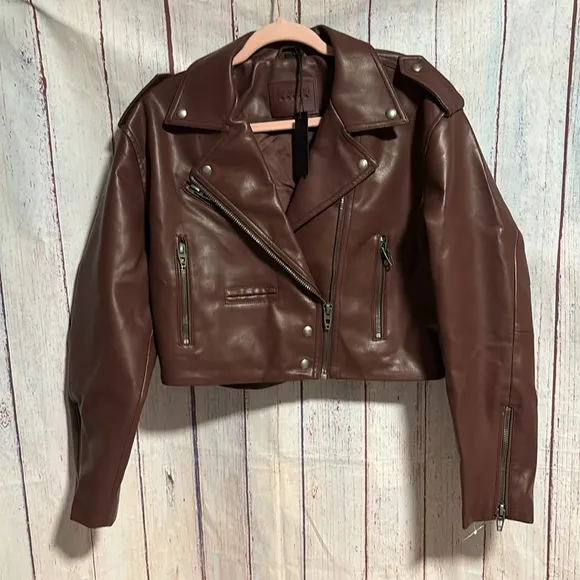 NWT Blank NYC Faux Leather Cropped Moto Jacket