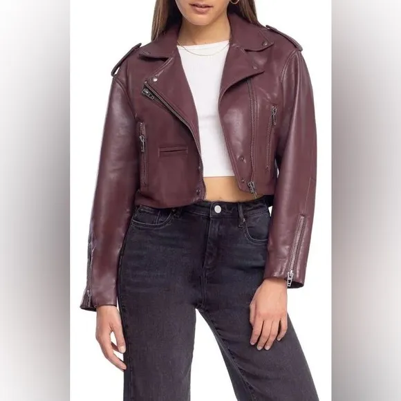 NWT Blank NYC Faux Leather Cropped Moto Jacket