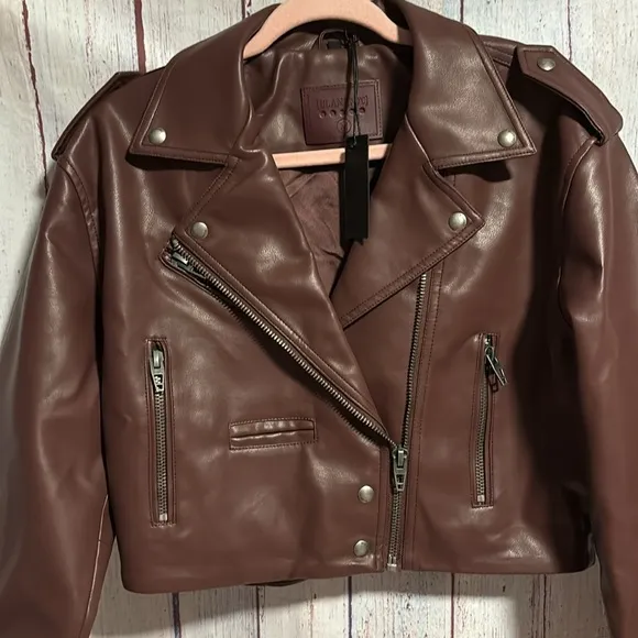 NWT Blank NYC Faux Leather Cropped Moto Jacket
