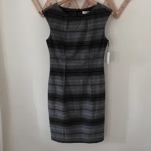 NWT Calvin Klein Elegant CHARCOAL Multi Stripe Sheath Dress size 8