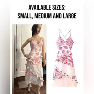 NWT-Floral and Lace Maxi V Neck Dress