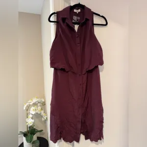 NWT PARKER Sleeveless Burgundy Button-Up Dress