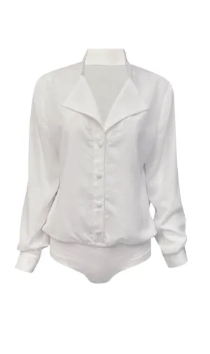 Off White Crepe De Chine Bodysuit Shirt