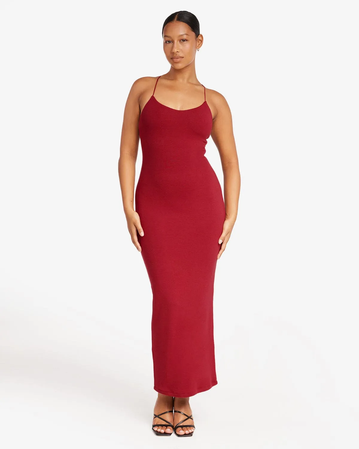 Open Back Rib Maxi Dress | Cherry