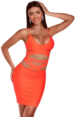 Orange Sexy Bandage Dress