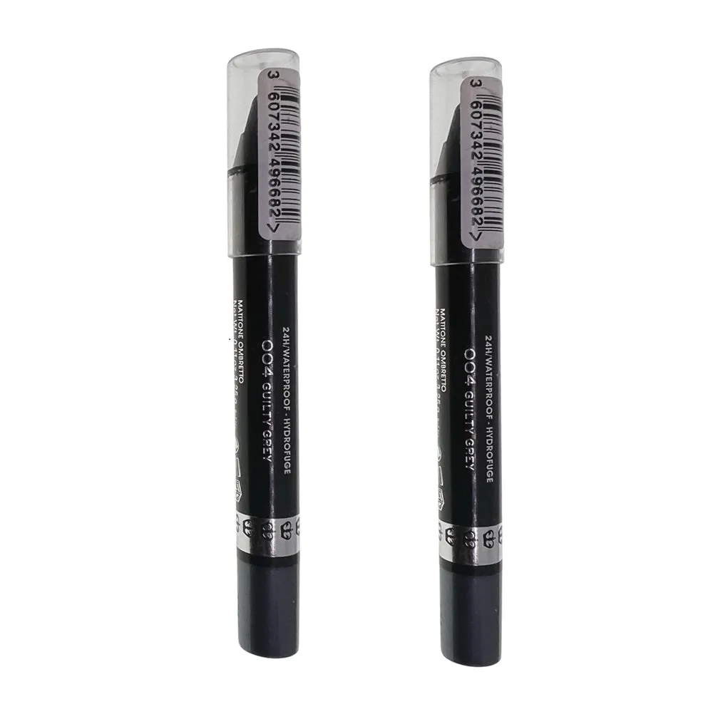Pack of 2 Rimmel ScandalEyes Eyeshadow Waterproof  Stick Crayon, Guilty Grey 004