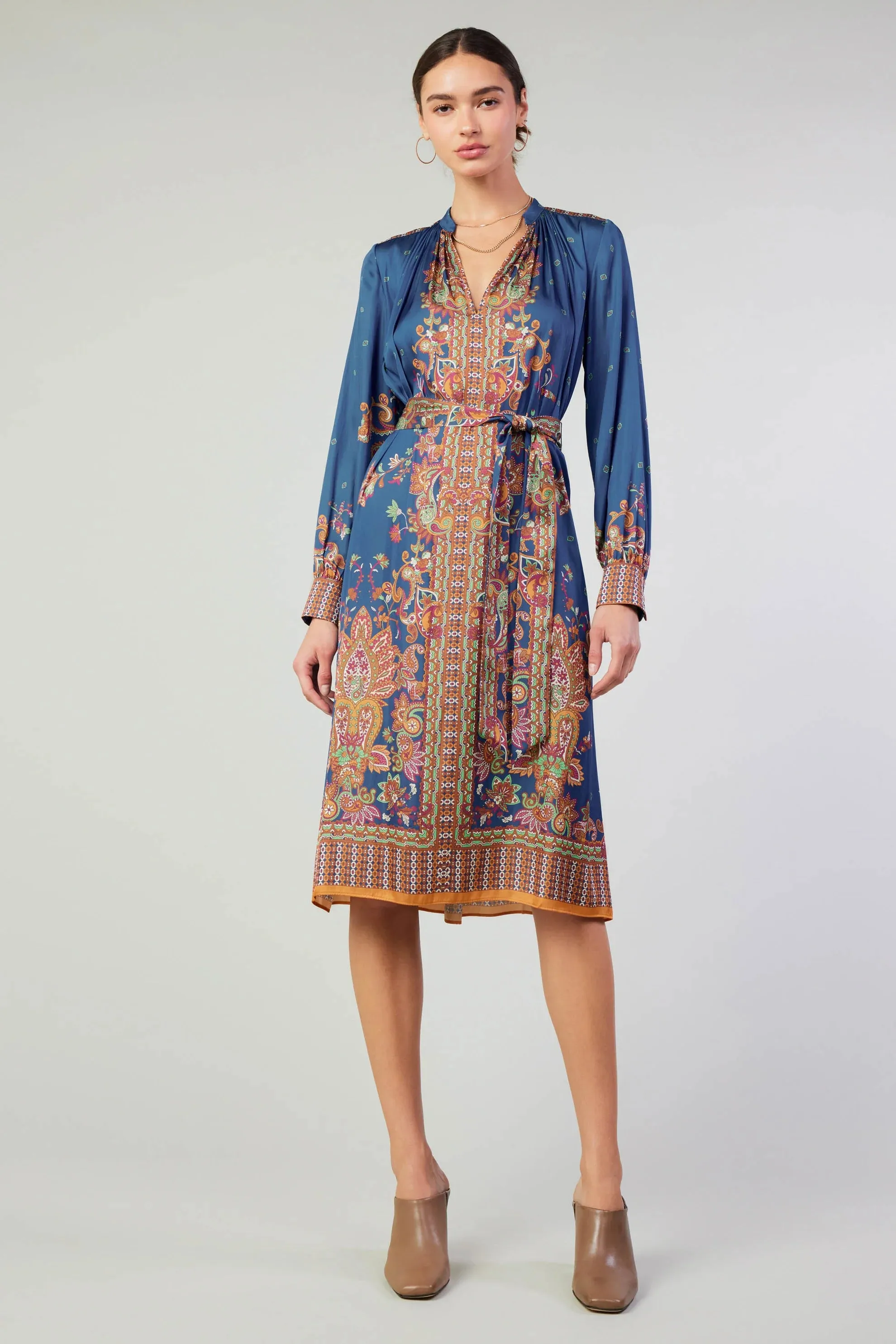 Paisley Print Dress-Blue