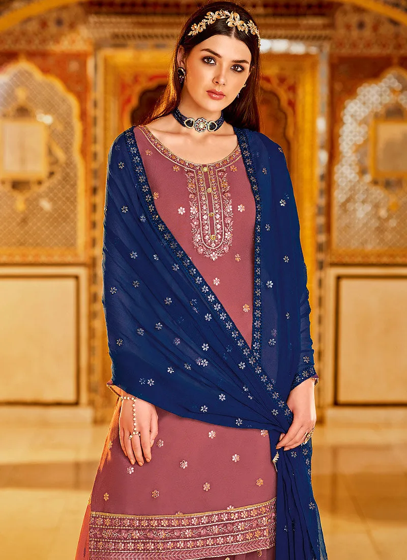 Pink Georgette Gotapatti Palazzo Suit