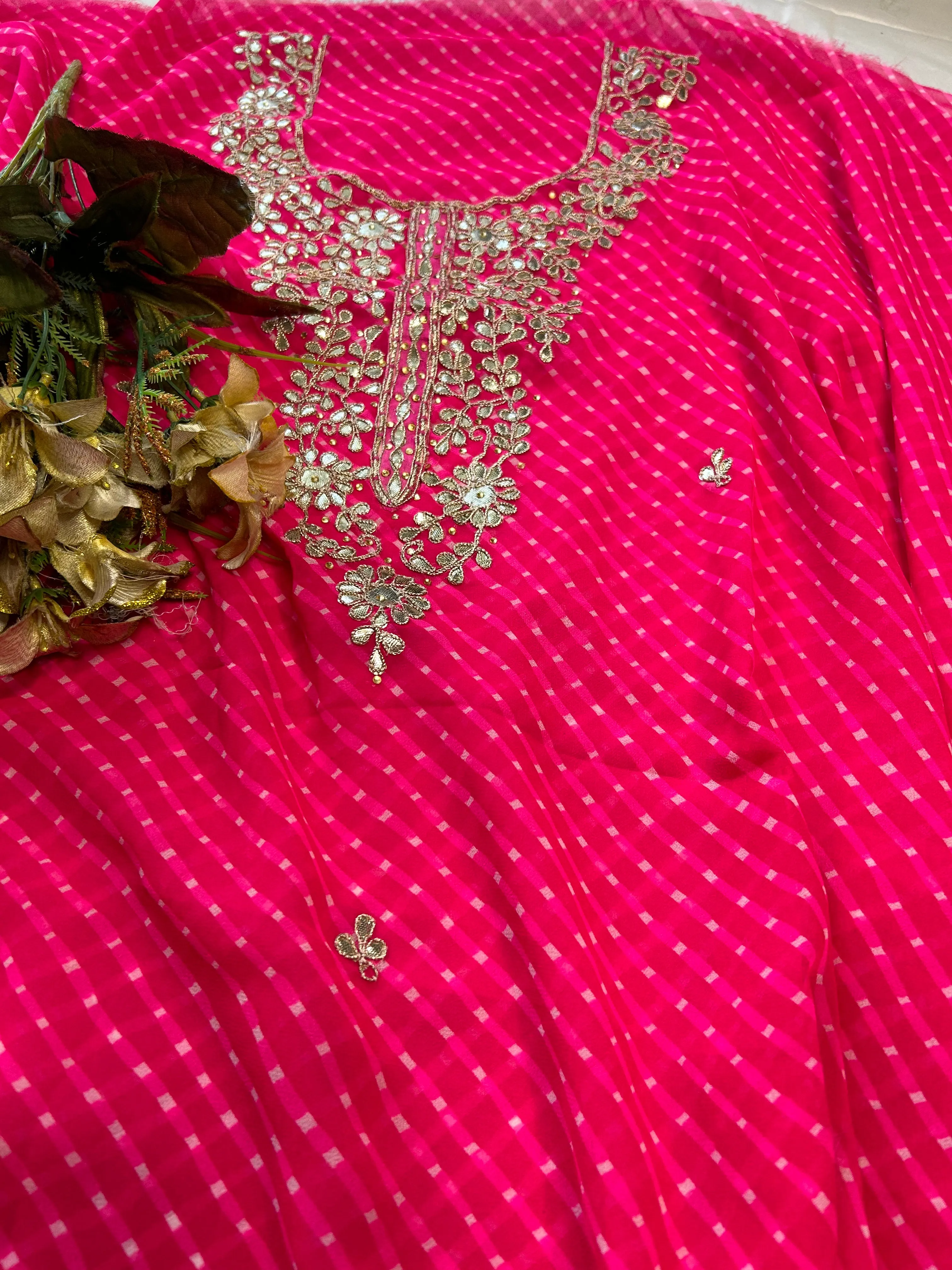 Pink Gota Patti Georgette Kurti