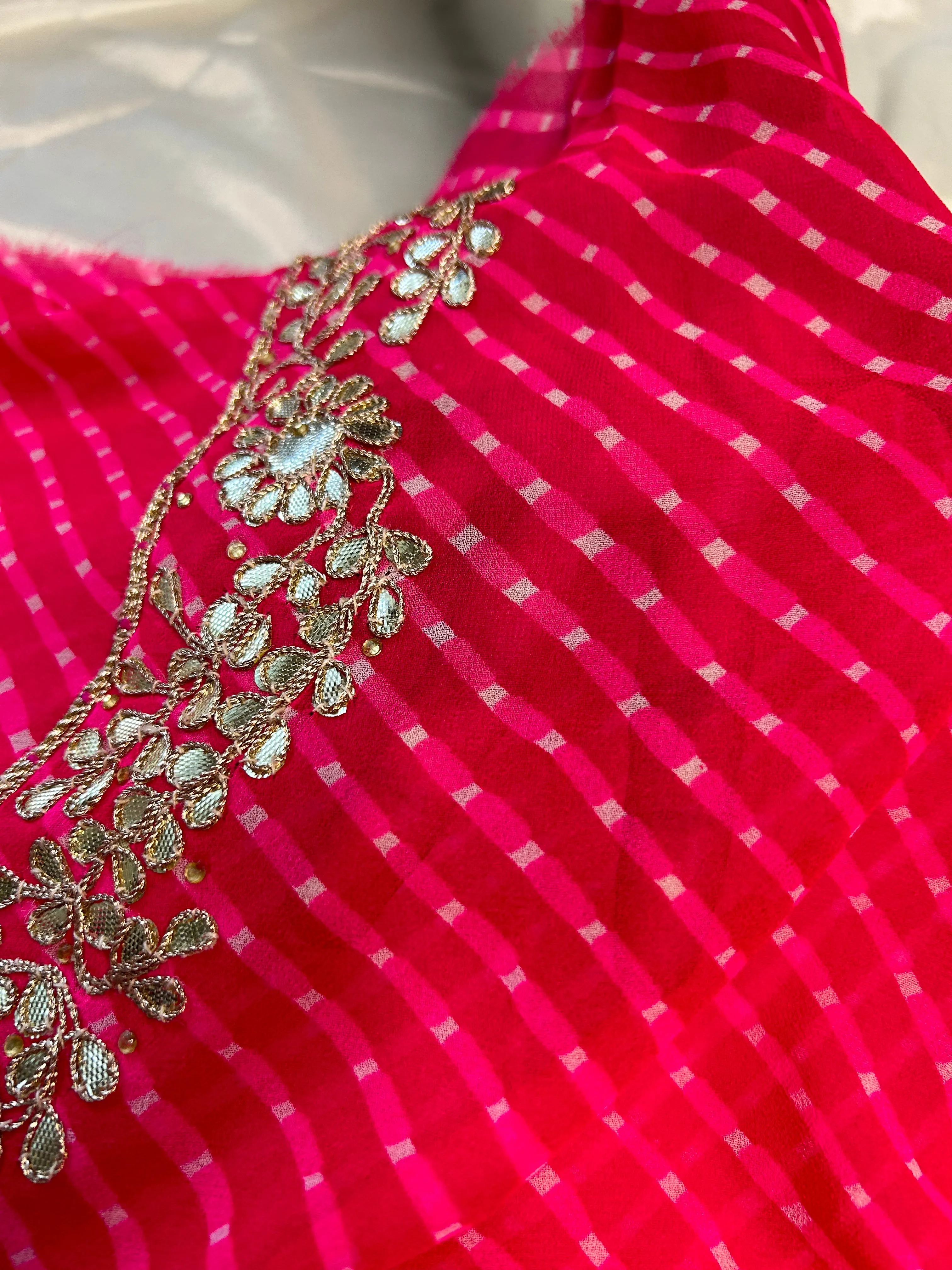 Pink Gota Patti Georgette Kurti