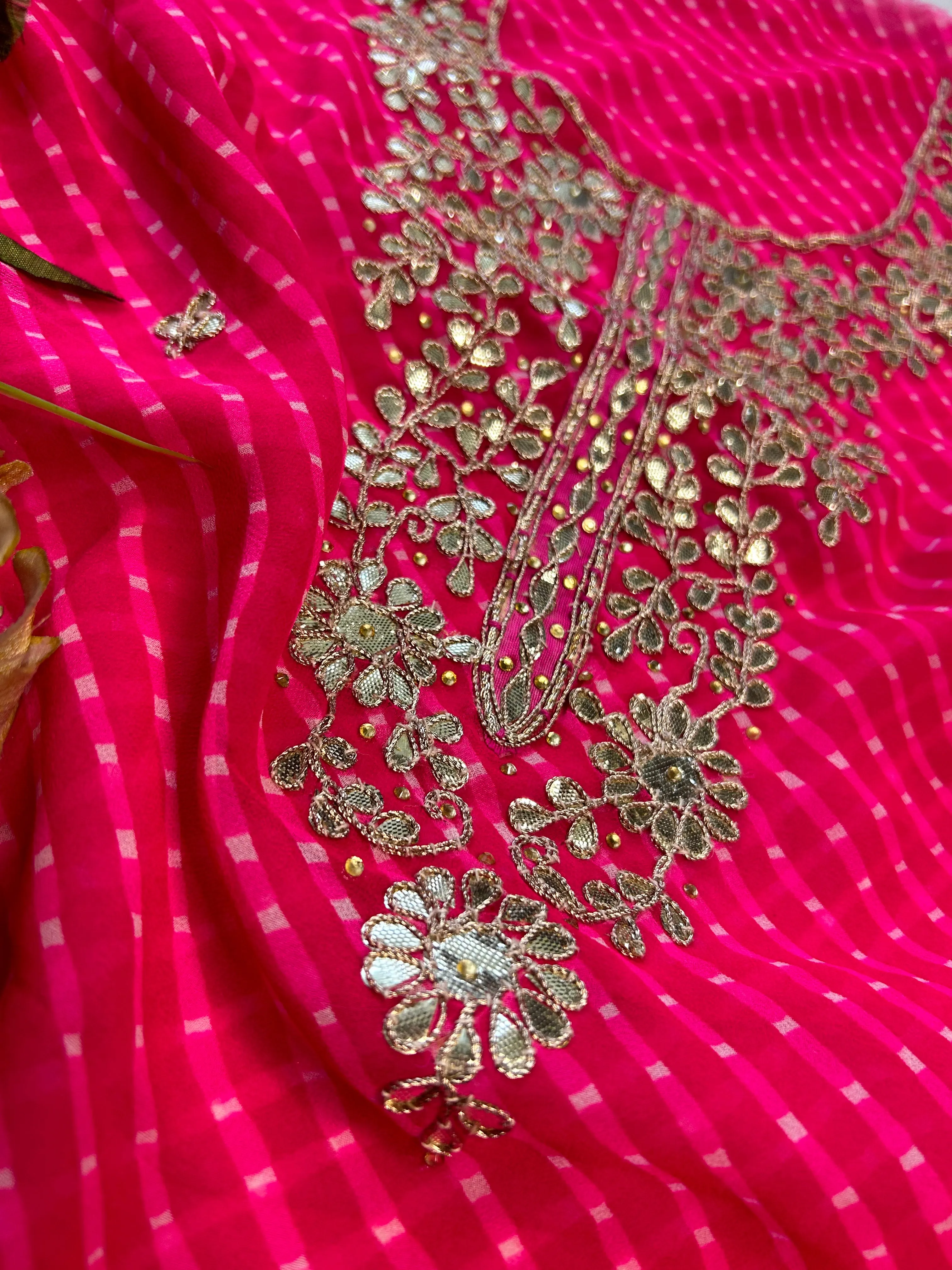 Pink Gota Patti Georgette Kurti