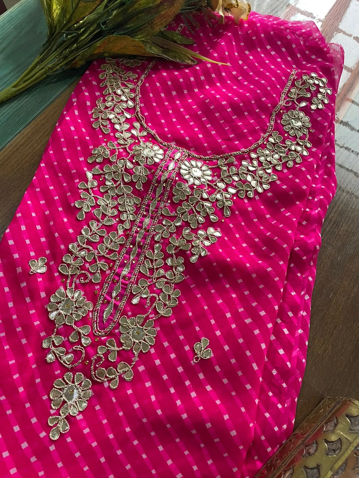 Pink Gota Patti Georgette Kurti