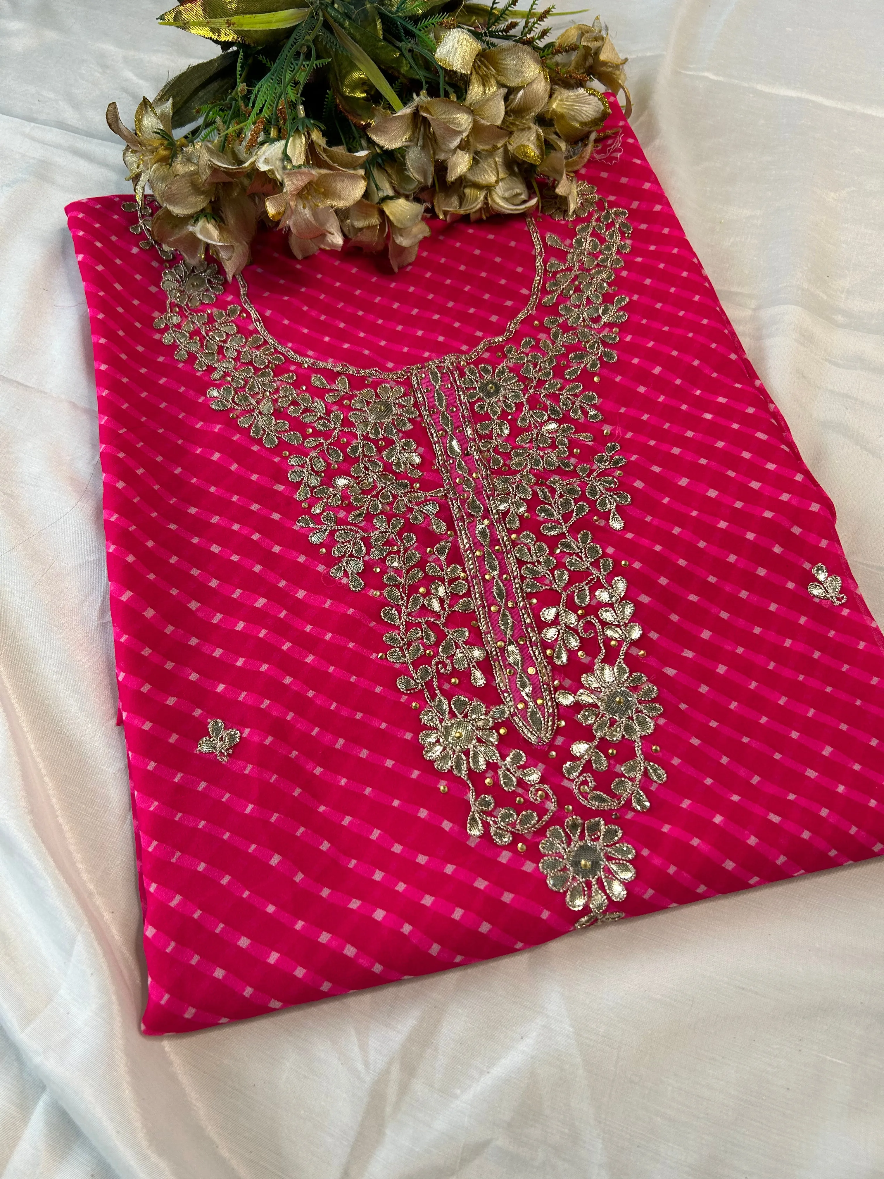 Pink Gota Patti Georgette Kurti